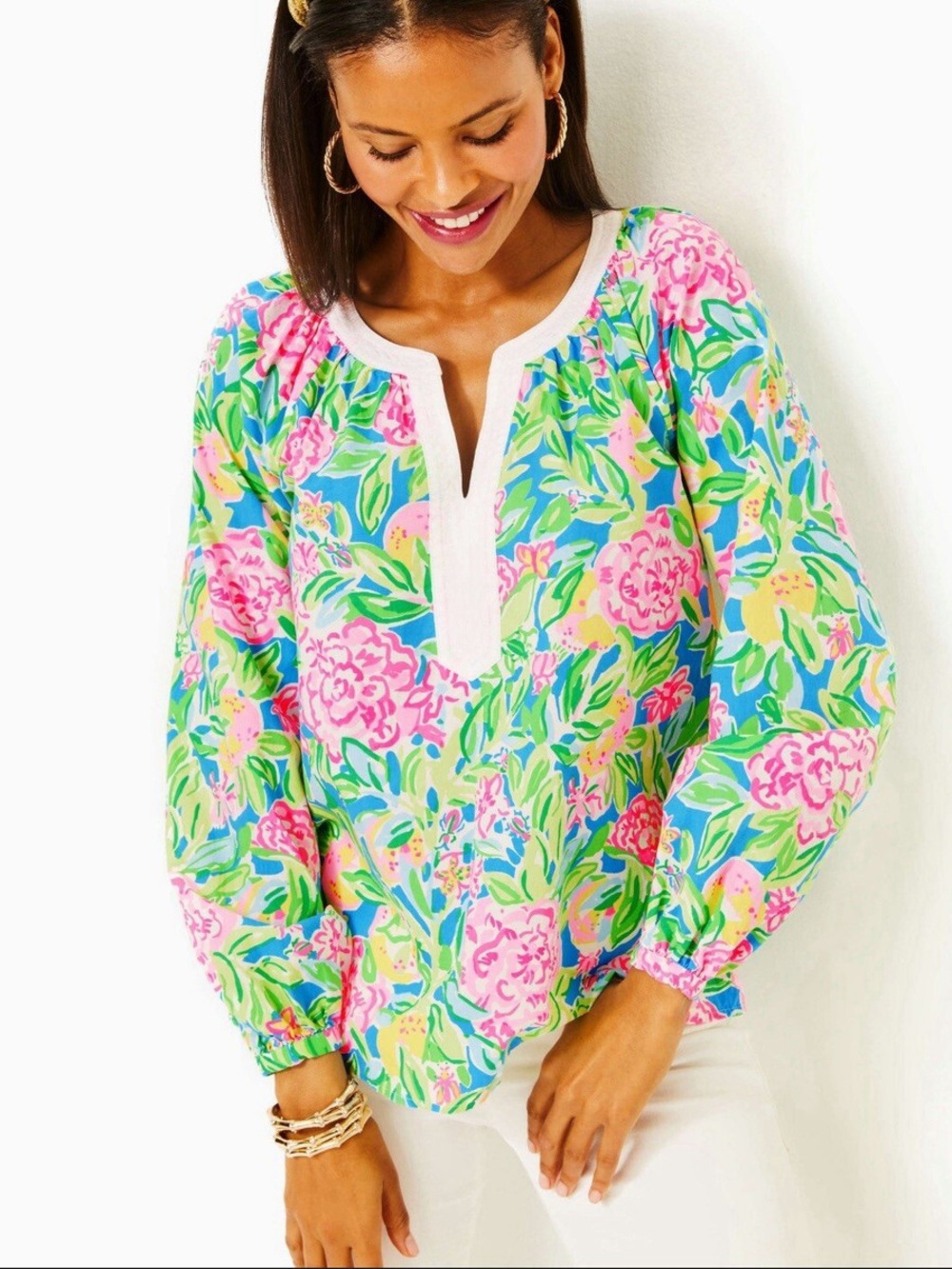 Lilly Pulitzer Camryn Cotton Tunic Multi Grove Sz L